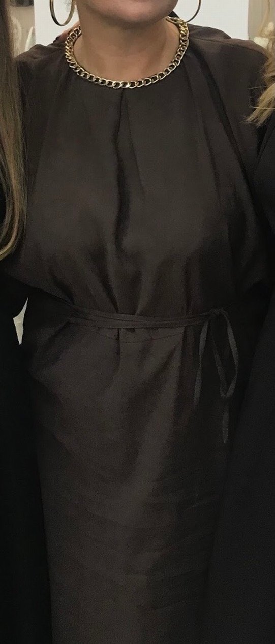 Tensel  salaş bağcıklı Kadın Elbise midi boydur - Görsel 5