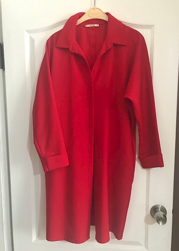 Kırmızı Düğmeli Kadın Gömlek - Görsel 10