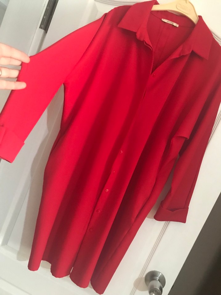 Kırmızı Düğmeli Kadın Gömlek - Görsel 5