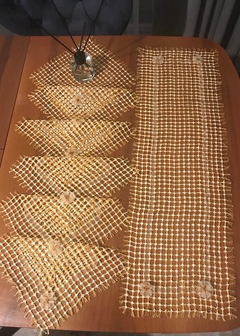 El yapımı tutkal işi  Masa Örtüsü Takımı - Görsel 6