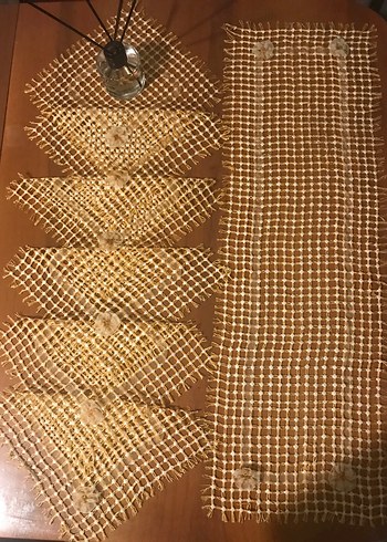 El yapımı tutkal işi  Masa Örtüsü Takımı - Görsel 5