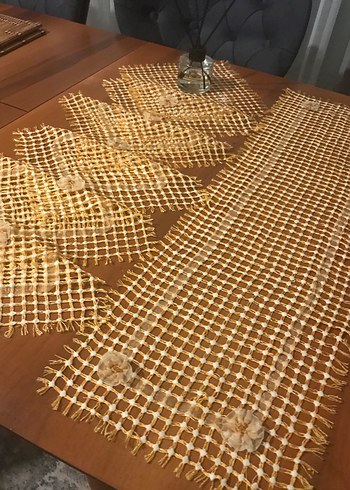 El yapımı tutkal işi  Masa Örtüsü Takımı - Görsel 2
