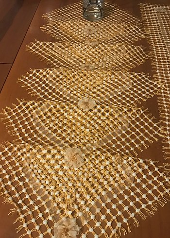 El yapımı tutkal işi  Masa Örtüsü Takımı - Görsel 7