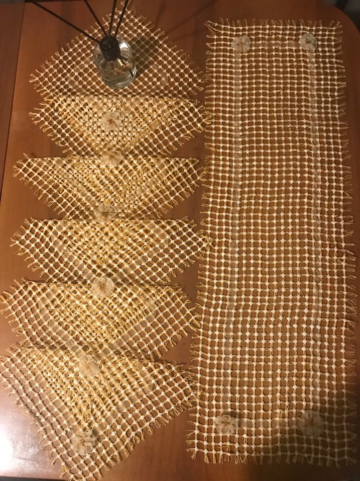 El yapımı tutkal işi  Masa Örtüsü Takımı - Görsel 5