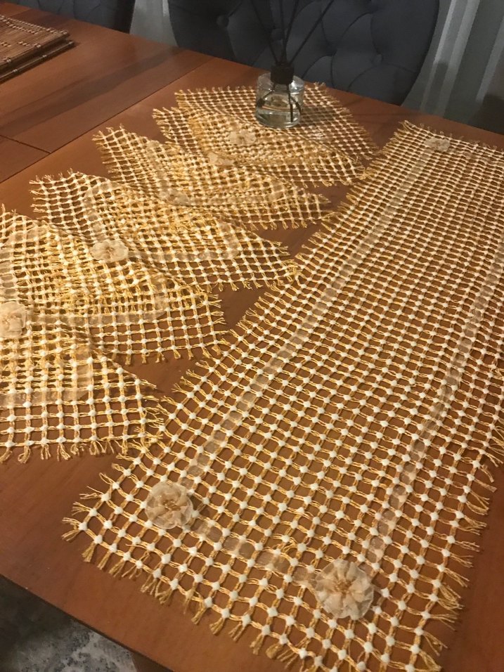 El yapımı tutkal işi  Masa Örtüsü Takımı - Görsel 2