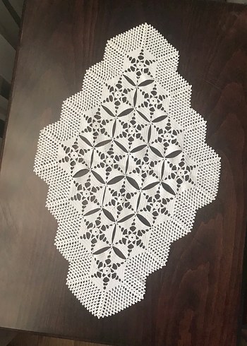 Beyaz Örgü Dantel  Örtü - Görsel 3