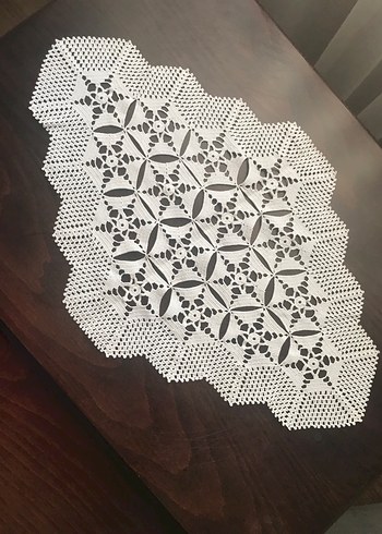 Beyaz Örgü Dantel  Örtü - Görsel 4