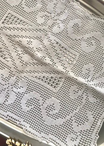 Vintage El Örgüsü Dantel Masa Örtüsü - Görsel 9