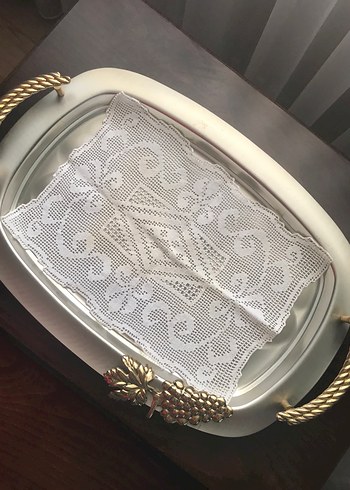 Vintage El Örgüsü Dantel Masa Örtüsü - Görsel 2