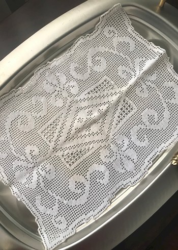 Vintage El Örgüsü Dantel Masa Örtüsü - Görsel 8