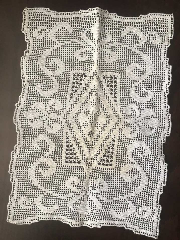 Vintage El Örgüsü Dantel Masa Örtüsü - Görsel 3