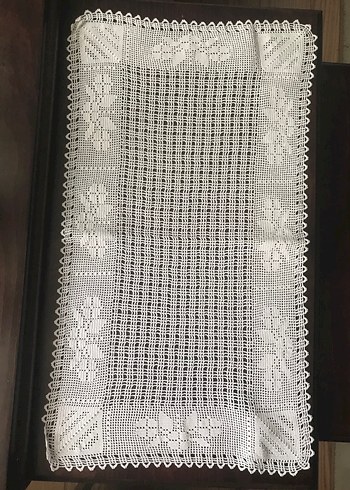 2li El İşi Beyaz Dantel Sehpa Örtüsü - Görsel 6