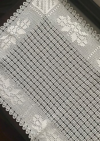 2li El İşi Beyaz Dantel Sehpa Örtüsü - Görsel 4