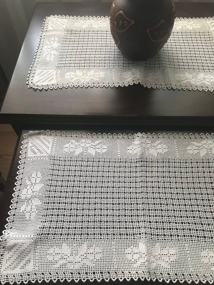 2li El İşi Beyaz Dantel Sehpa Örtüsü - Görsel 2
