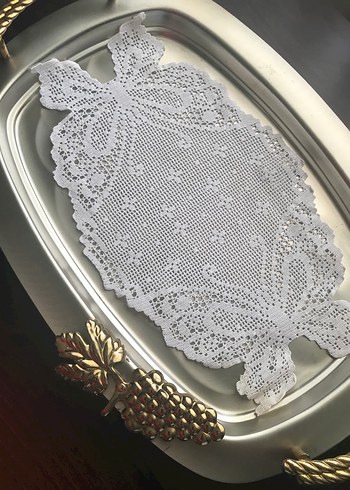 Vintage Dantel Kelebek Desenli  tepsi Örtüsü - Görsel 5