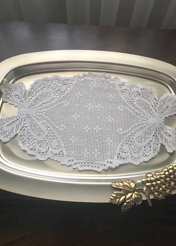 Vintage Dantel Kelebek Desenli  tepsi Örtüsü - Görsel 7