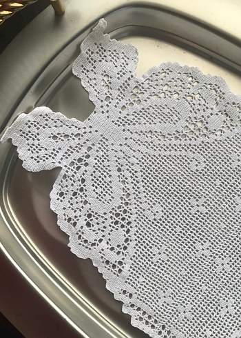 Vintage Dantel Kelebek Desenli  tepsi Örtüsü - Görsel 3