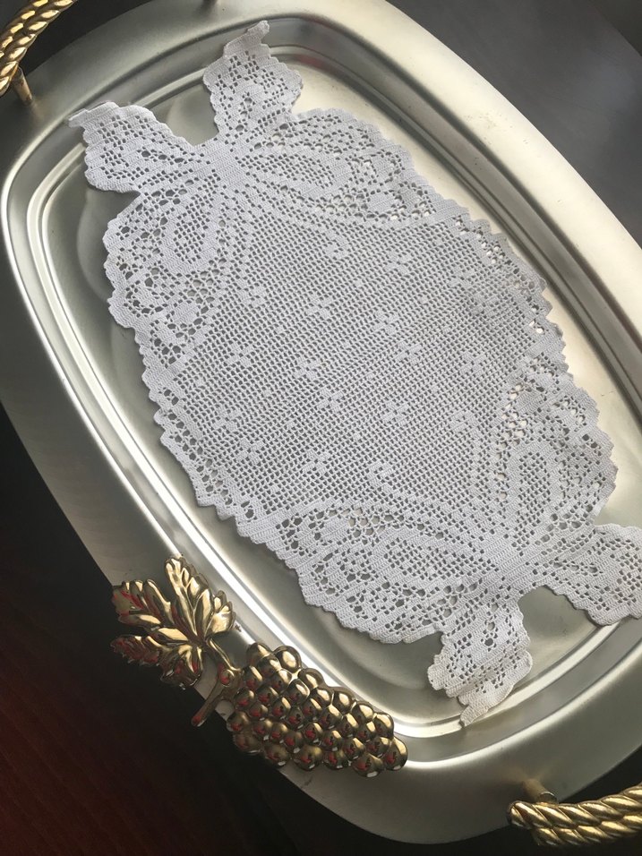 Vintage Dantel Kelebek Desenli  tepsi Örtüsü - Görsel 5