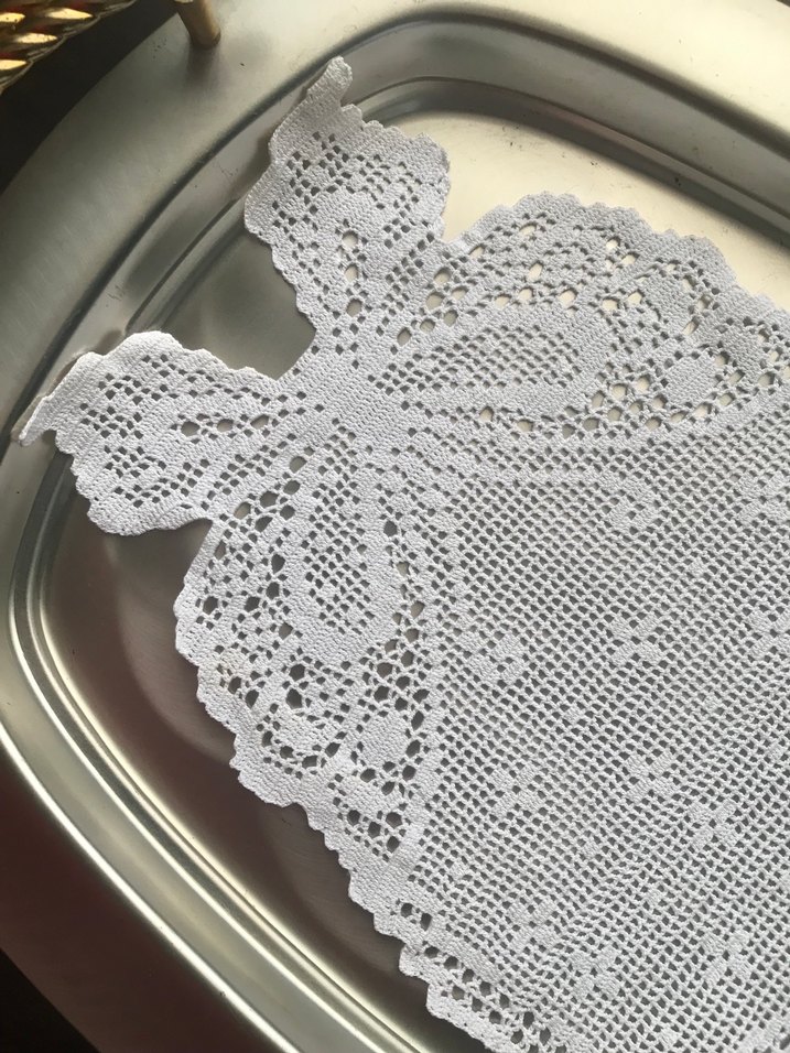 Vintage Dantel Kelebek Desenli  tepsi Örtüsü - Görsel 3