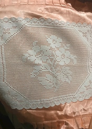 Dantel  yatak örtüsü el yapımı çeyizlik - Görsel 2