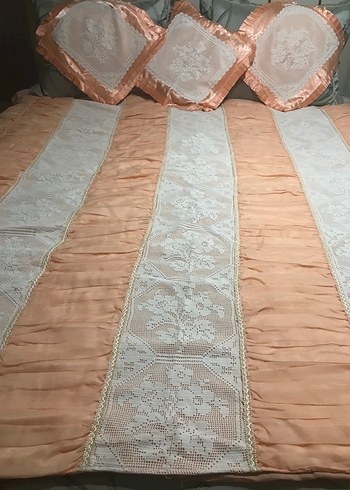 Dantel  yatak örtüsü el yapımı çeyizlik - Görsel 8