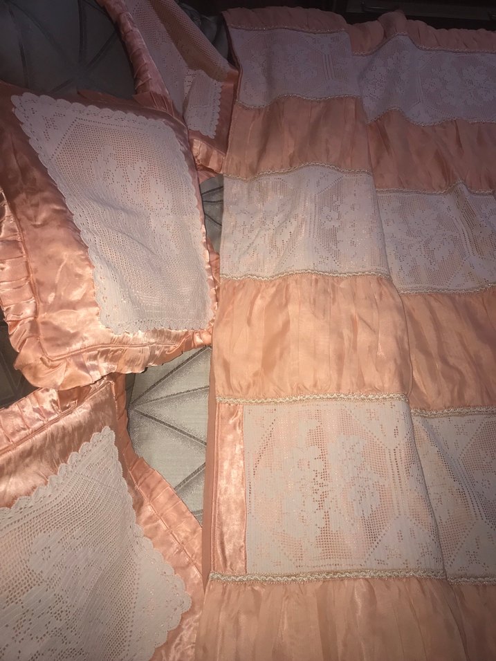Dantel  yatak örtüsü el yapımı çeyizlik - Görsel 3
