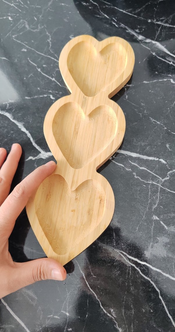 Üçlü Kalp Şekilli Ahşap sunum tabağı - Görsel 2