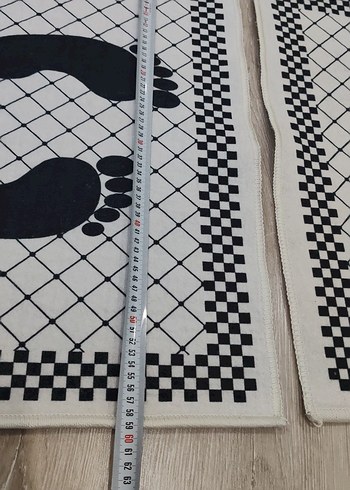 Beyaz Siyah Kareli banyo Seti - Görsel 2