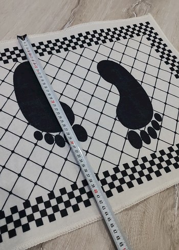 Beyaz Siyah Kareli banyo Seti - Görsel 3