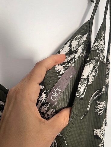 Tulum elbise, çiçekli ve haki yeşili - Görsel 5