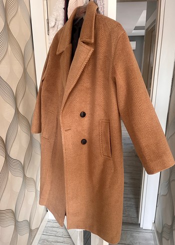 Bej/Kahve Yün & Pamuk Kadın Kaban - Görsel 2