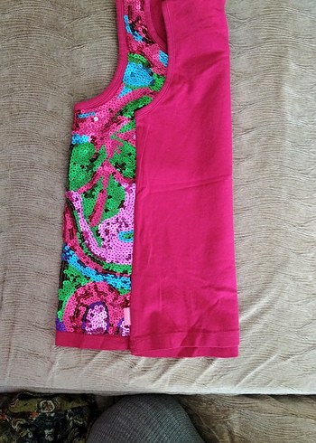 Çok Renkli İşlemeli Kız Çocuk Kolsuz bluz - Görsel 2