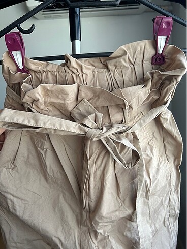 34 Beden camel Renk Bershka Beli Bağlamalı Havuç Pant