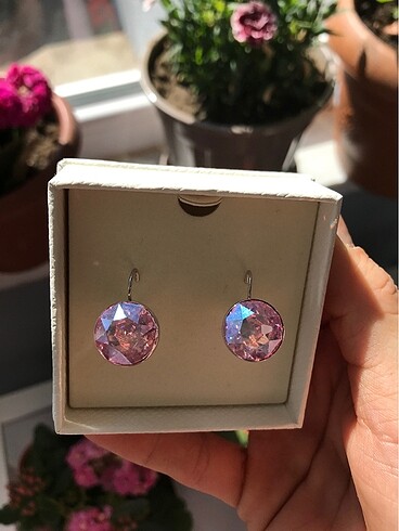 Swarovski rose küpe