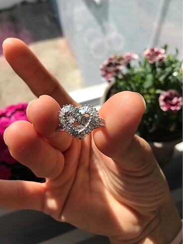 Beden beyaz Renk Swarovski kalp yüzük
