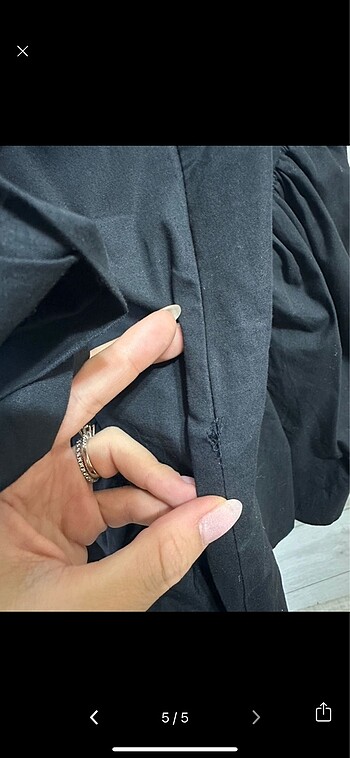 Juste siyah kabarık elbise - Görsel 5