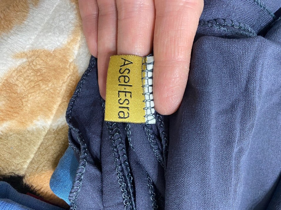 Kadın Mavi gri ve kahverengi penye şal - Görsel 2