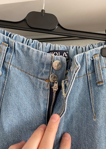 Diğer Düğmeli Mavi Midi Denim Pantolon