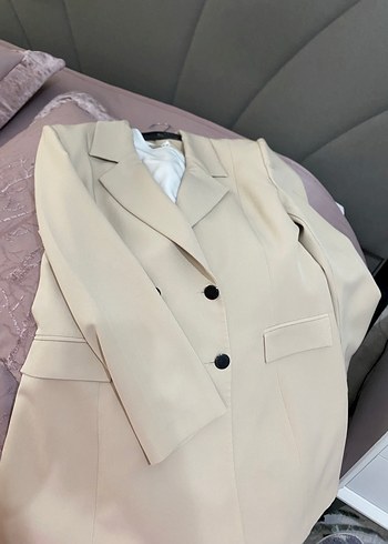 Bej Düğmeli Kadın Blazer Ceket - Görsel 2