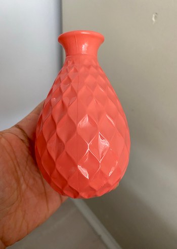 Pembe Renkli Desenli Küçük Vazo - Görsel 3