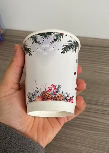 Mutlu Yıllar Temalı Beyaz Kağıt Bardak - Görsel 2