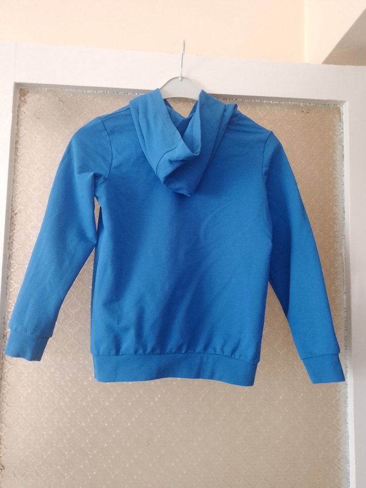 Mavi Kapüşonlu Erkek Sweatshirt - Görsel 4