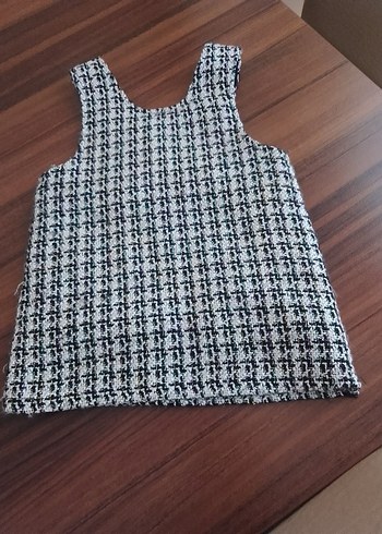 koton Kız Çocuk Gri Ekose Örgü Kolsuz elbise - Görsel 2