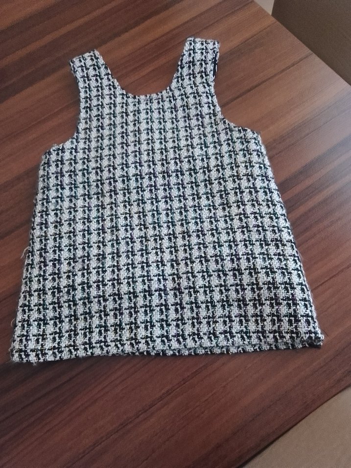 koton Kız Çocuk Gri Ekose Örgü Kolsuz elbise - Görsel 2