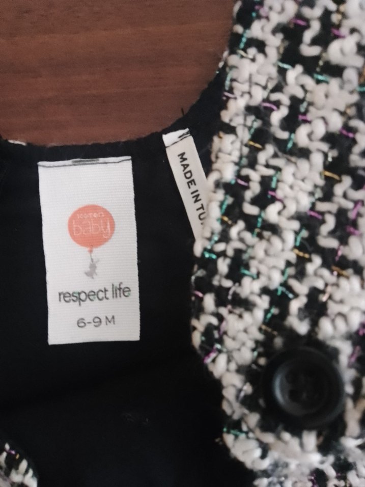 koton Kız Çocuk Gri Ekose Örgü Kolsuz elbise - Görsel 3