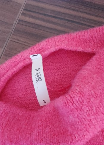 Kadın Pembe Örgü Basic Kazak - Görsel 3