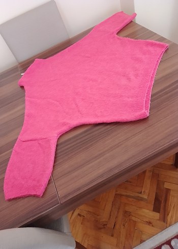 Kadın Pembe Örgü Basic Kazak - Görsel 2