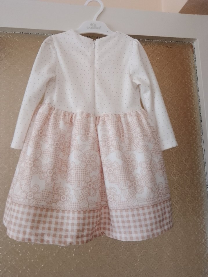 Kız Çocuk Beyaz Dantelli Uzun Kollu Elbise - Görsel 2