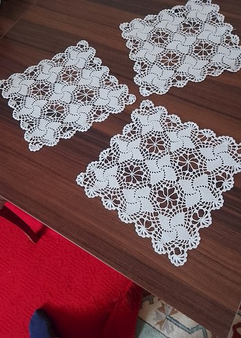 El Örgüsü Beyaz Dantel Masa Örtüsü - Görsel 3