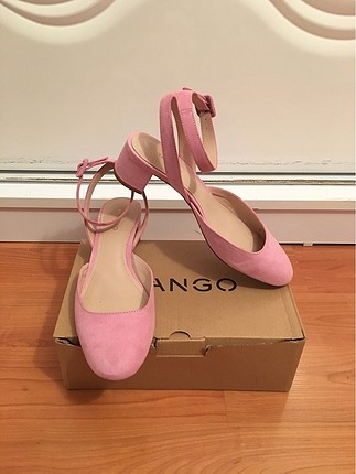 Mango marka şeker pembe mini topuklu ayakkabı